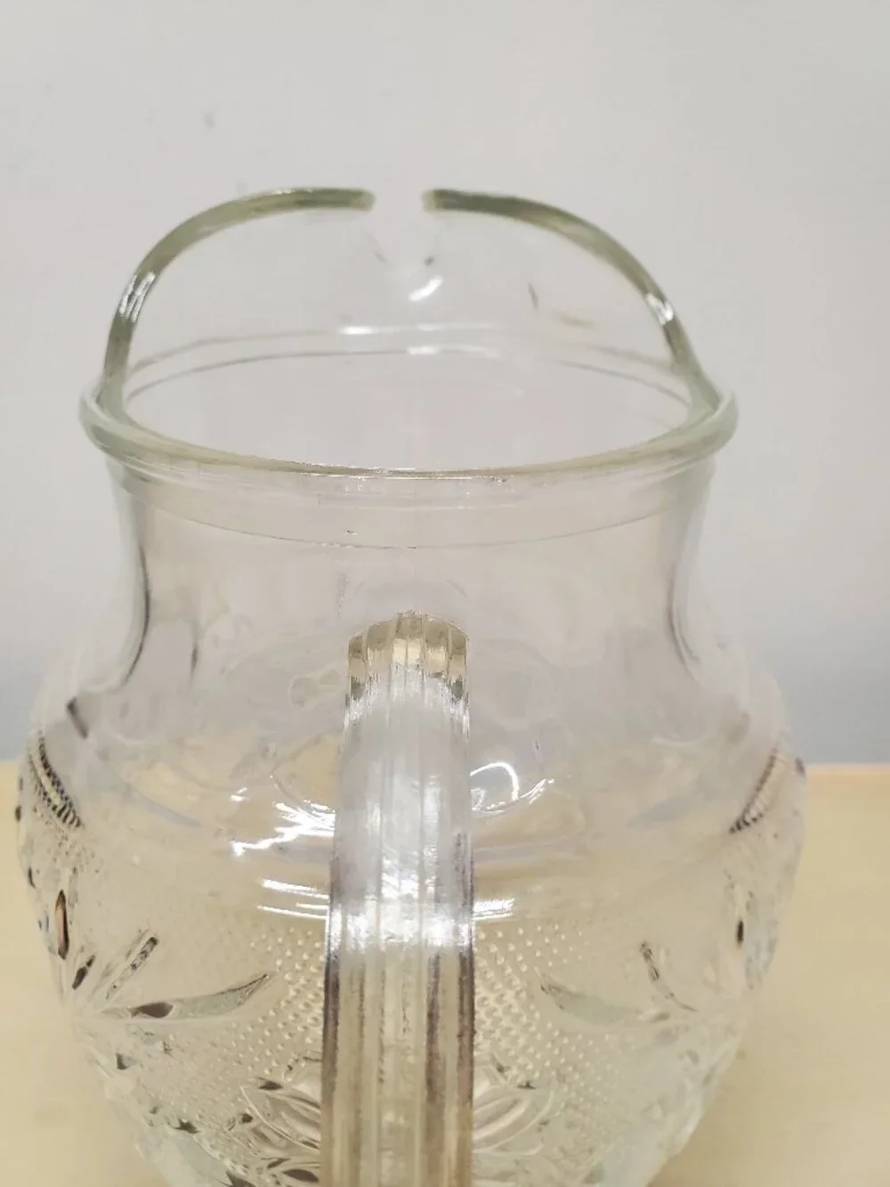Vintage 37 Oz Ice Lip Juice Pitcher Sandwich Clear by Anchor Hocking